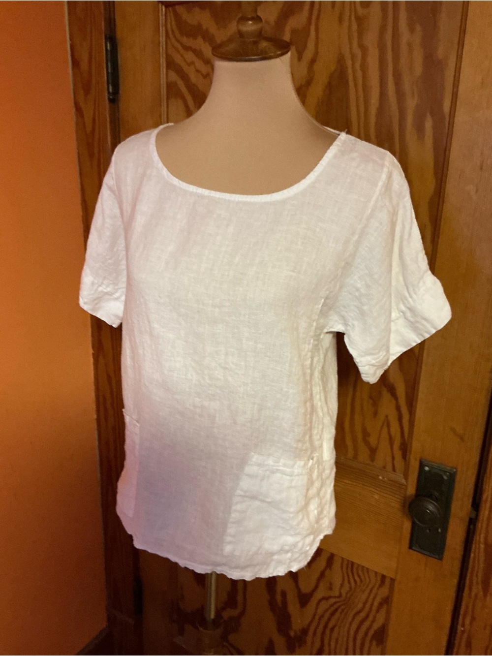 Francesca Bettini White Linen Tunic Top Made in Italy Pockets Medium - Picture 7 of 15